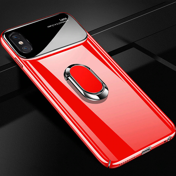 iPhone XS Max Mirror Lens Metallic Ring Holder Case