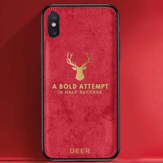 iPhone XS Luxury Gold Textured Deer Pattern Soft Case