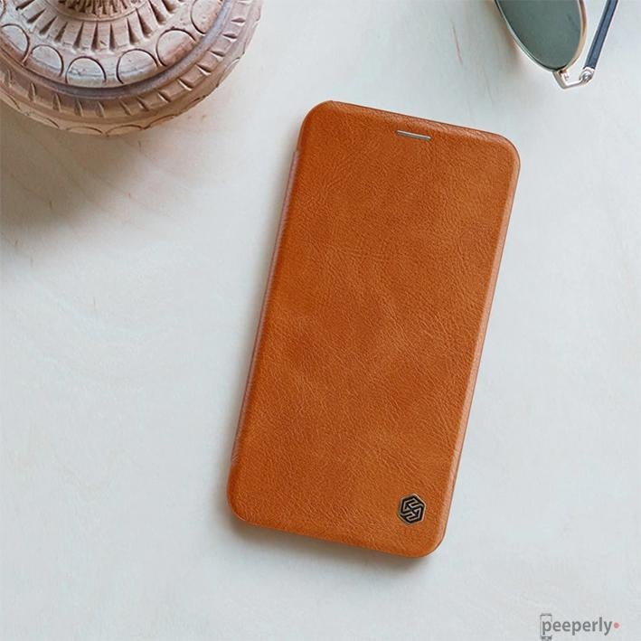 iPhone XS Max Genuine QIN Leather Flip Case