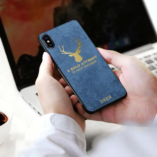 iPhone XS Luxury Gold Textured Deer Pattern Soft Case