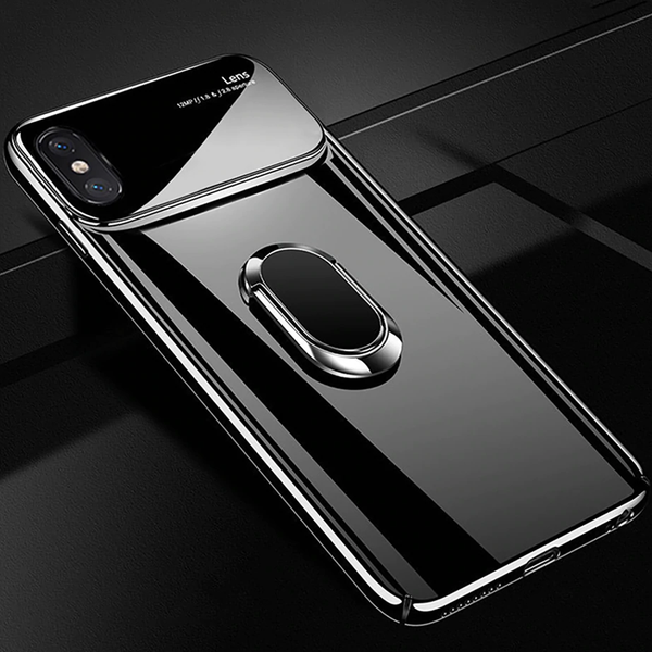 iPhone XS Max Mirror Lens Metallic Ring Holder Case