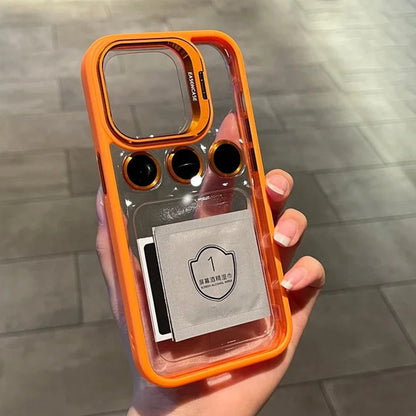 Luxury Camera Lens Flip Bracket Case - iPhone