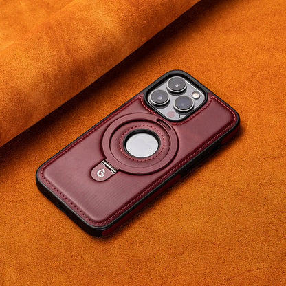 Leather Stand Magnetic Phone Case for iPhone/Samsung with Ring Stand