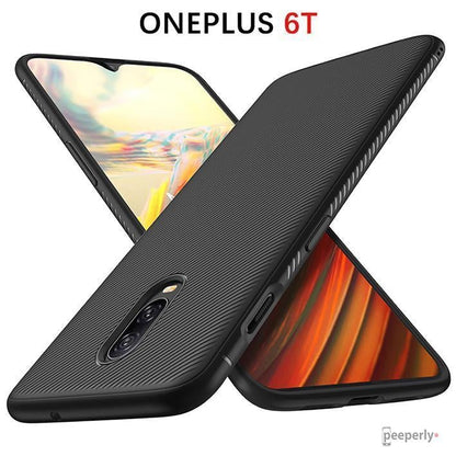 OnePlus 6T Twill Design Shockproof TPU Case
