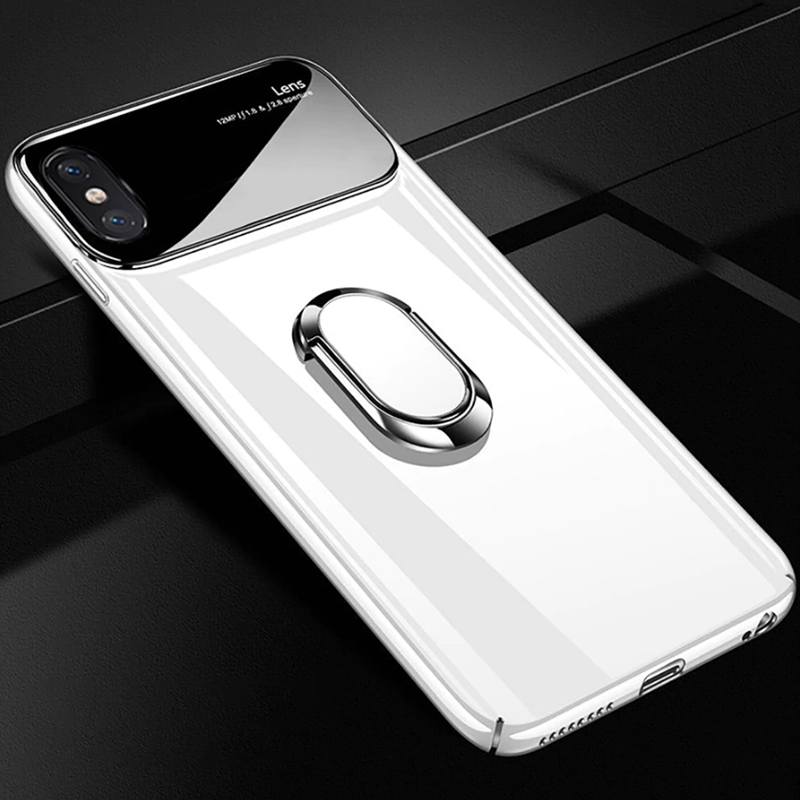 iPhone XS Max Mirror Lens Metallic Ring Holder Case