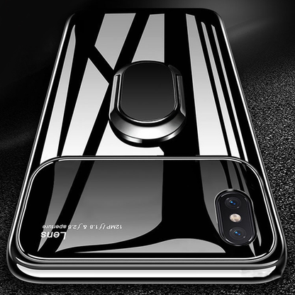 iPhone XS Max Mirror Lens Metallic Ring Holder Case