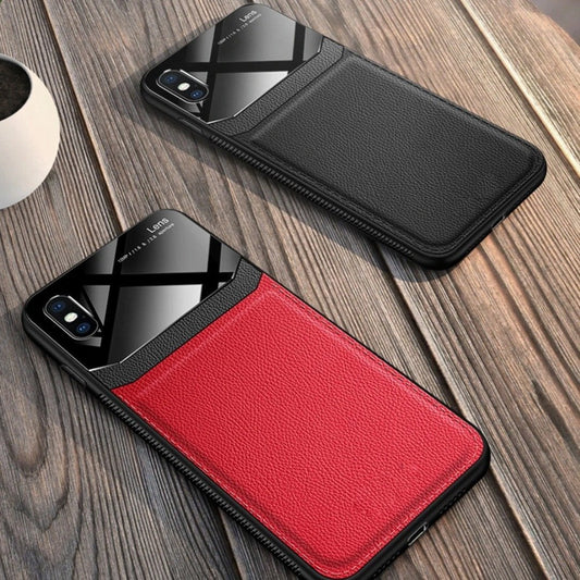 iPhone XS Sleek Slim Leather Glass Case